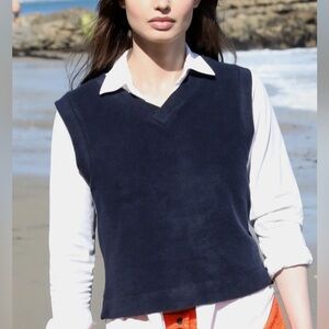 Simone Fan Terry The V neck in 100% Japanese Cotton Tank Top